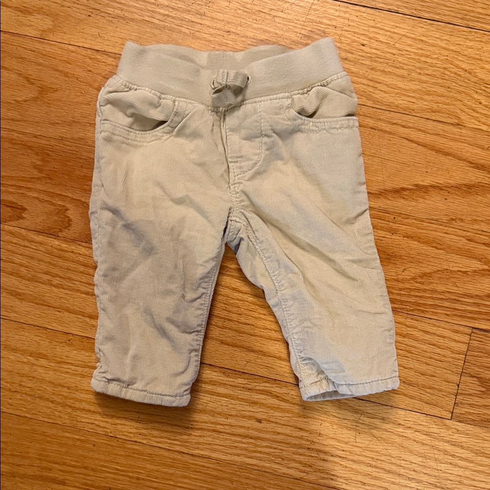 Baby beige corduroy pants with drawstring